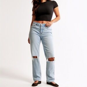 Abercrombie Curve Love Mid Rise 90s Straight Jean